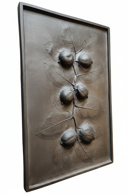 Lemons & Salal Lemonleaf Plaster Botanical Bas Relief Wall Art