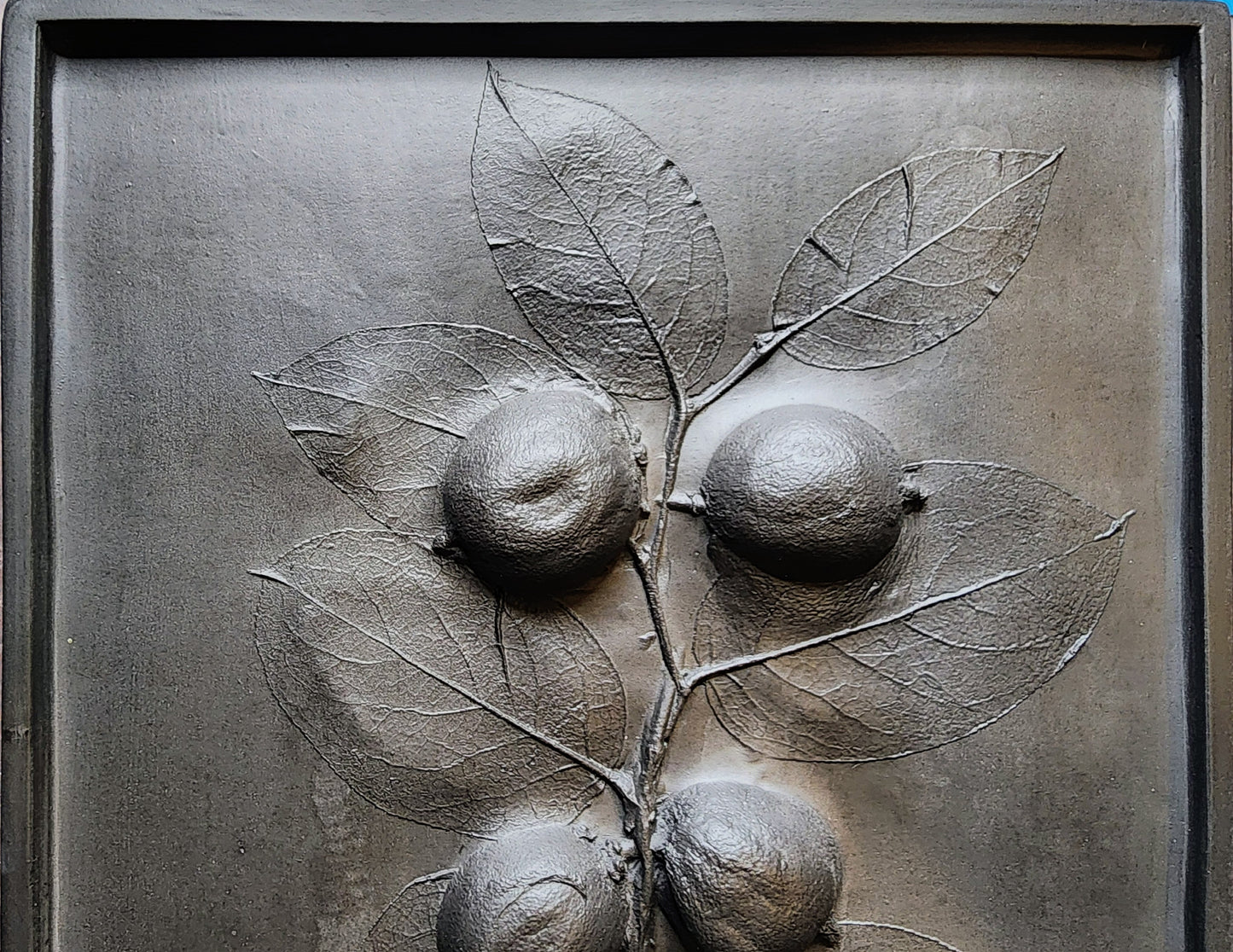 Lemons & Salal Lemonleaf Plaster Botanical Bas Relief Wall Art