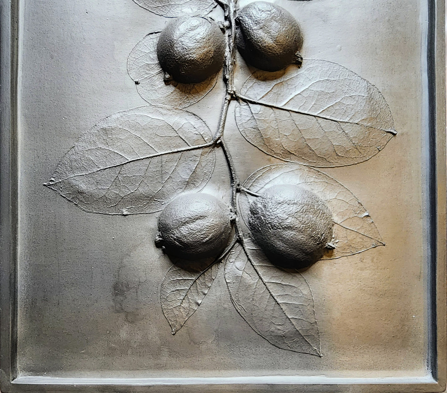 Lemons & Salal Lemonleaf Plaster Botanical Bas Relief Wall Art