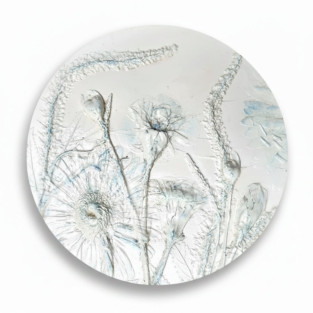 Plaster Botanical Bas Relief Artwork