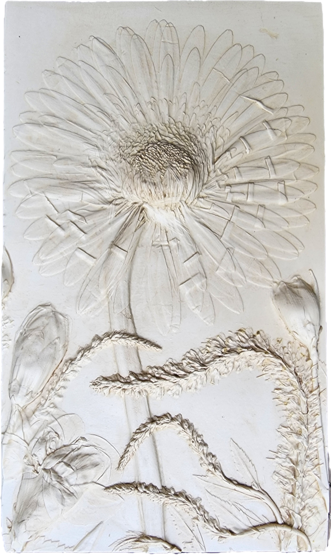 Plaster Botanical Bas Relief Artwork