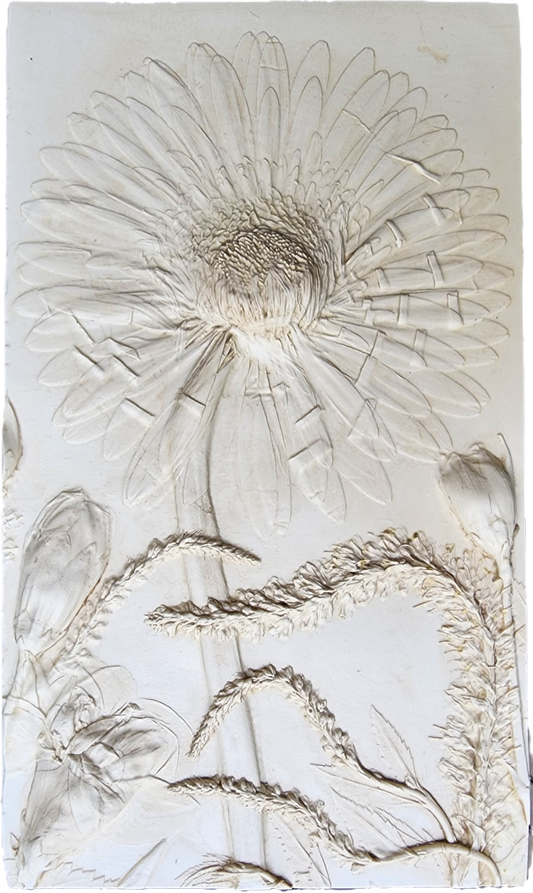 Plaster Botanical Bas Relief Artwork