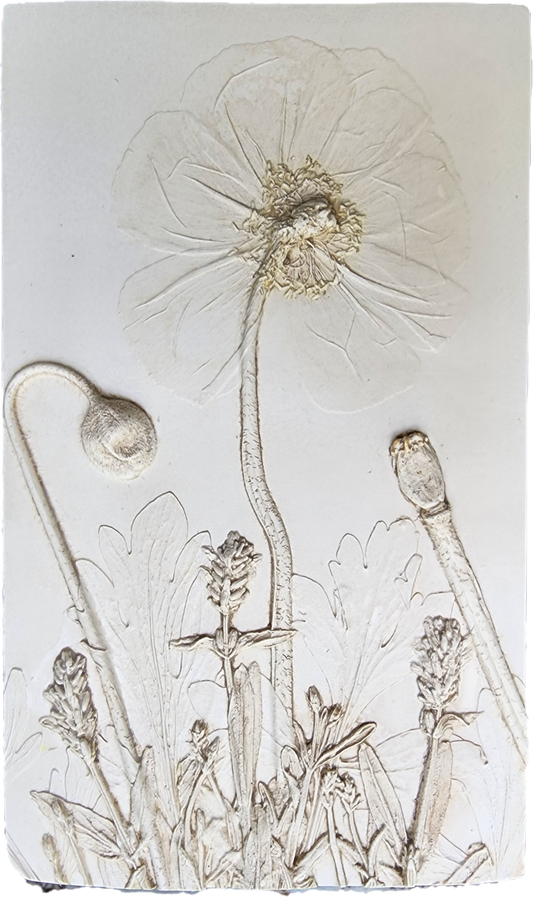 Plaster Botanical Bas Relief Artwork
