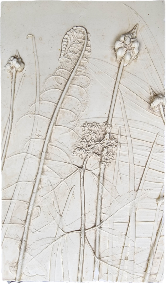 Plaster Botanical Bas Relief Artwork