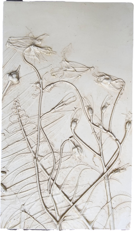 Wild Columbine, Ostrich Fern, Wild Onion & Solomon's Seal Plaster Botanical Bas Relief Wall Art