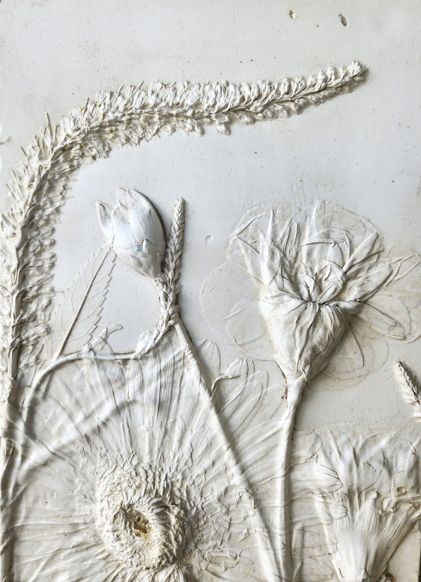 Plaster Botanical Bas Relief Artwork