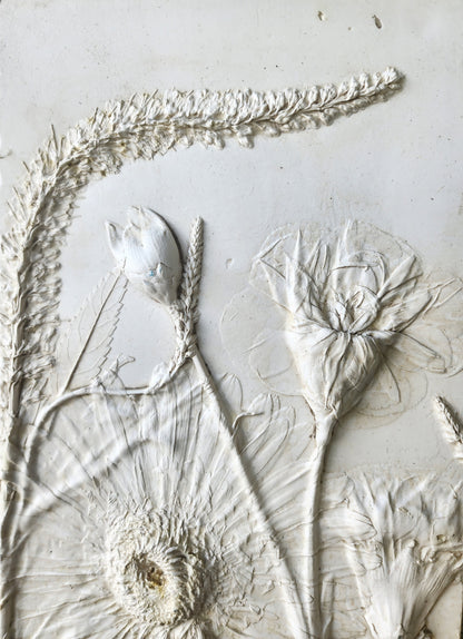 Plaster Botanical Bas Relief Artwork