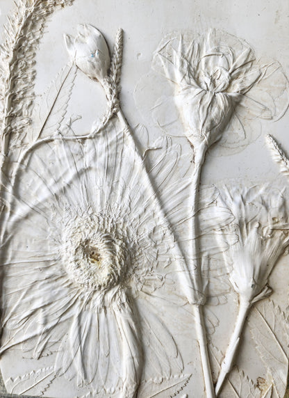 Plaster Botanical Bas Relief Artwork