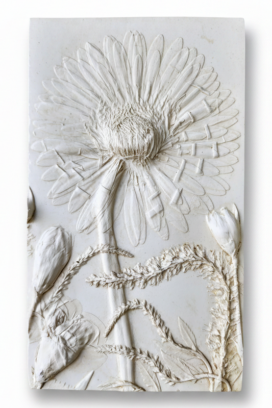 Plaster Botanical Bas Relief Artwork