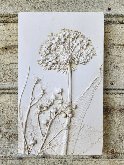 Plaster Botanical Bas Relief Artwork