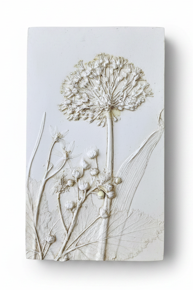 Plaster Botanical Bas Relief Artwork