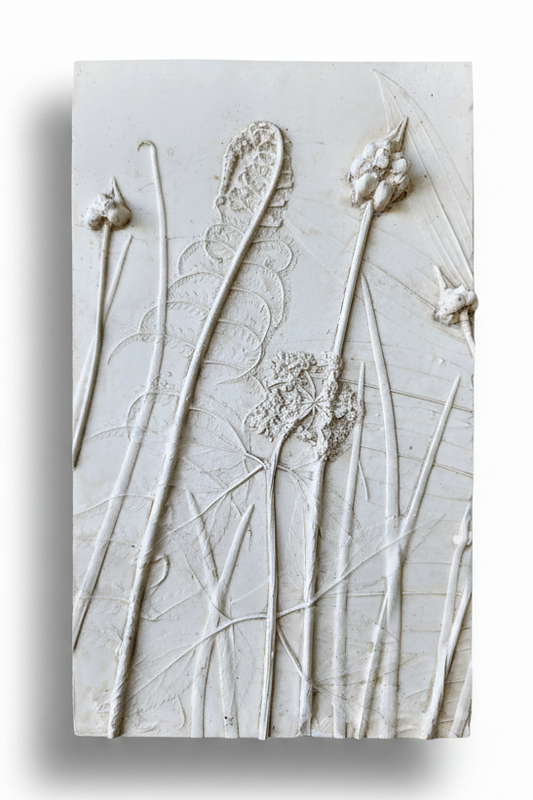 Plaster Botanical Bas Relief Artwork