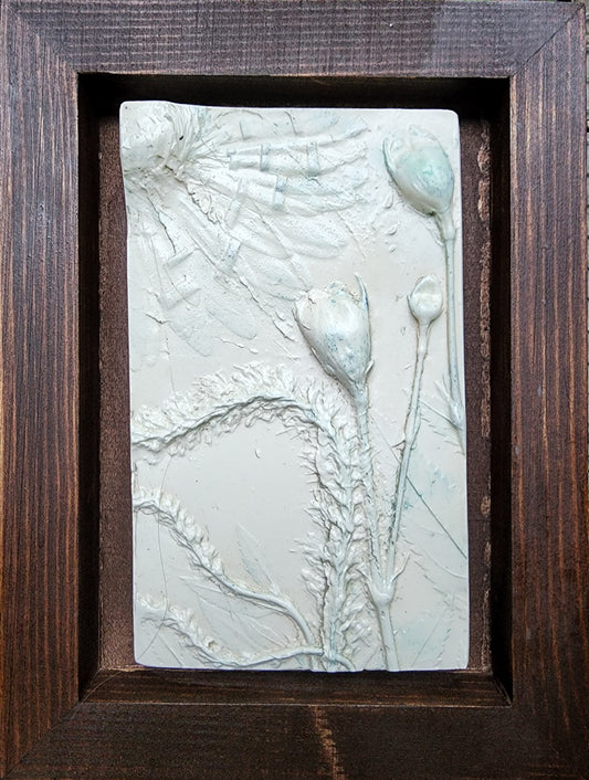 Plaster Botanical Bas Relief Artwork