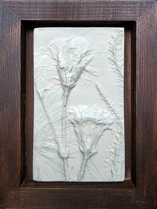 Plaster Botanical Bas Relief Artwork