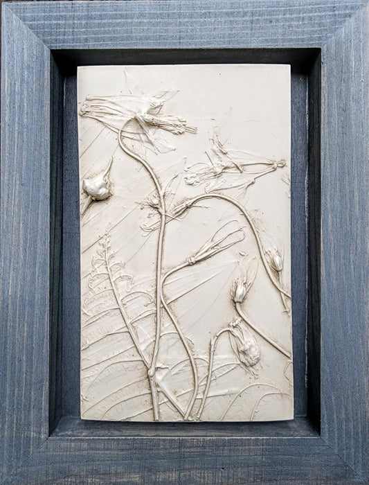 Plaster Botanical Bas Relief Artwork