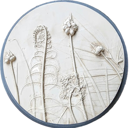 Ostrich Fern, Wild Onion, Solomon's Seal & Golden Alexander Plaster Botanical Bas Relief Wall Art