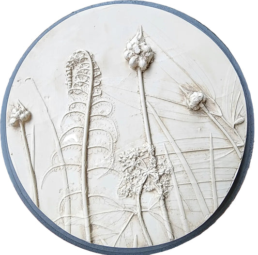 Plaster Botanical Bas Relief Artwork