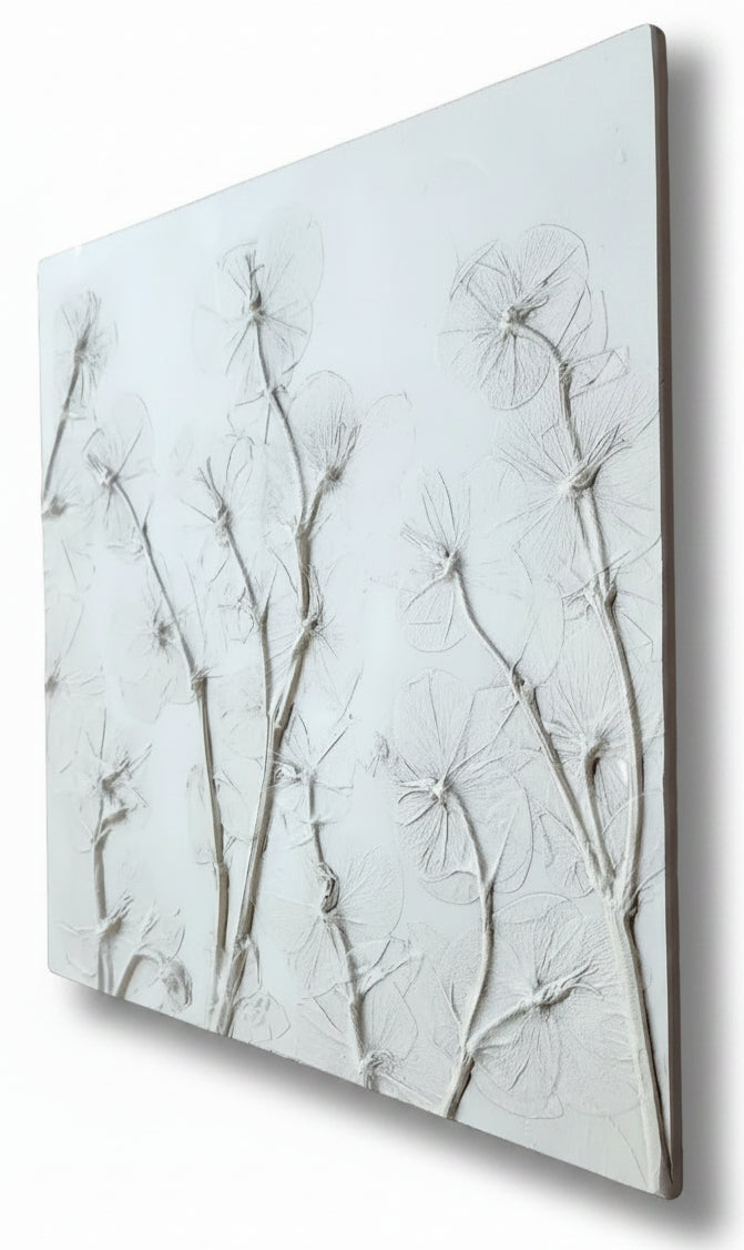Hellebore Bas Relief Plaster Wall Art – Natural Plaster, 15×15" (2 of 2)