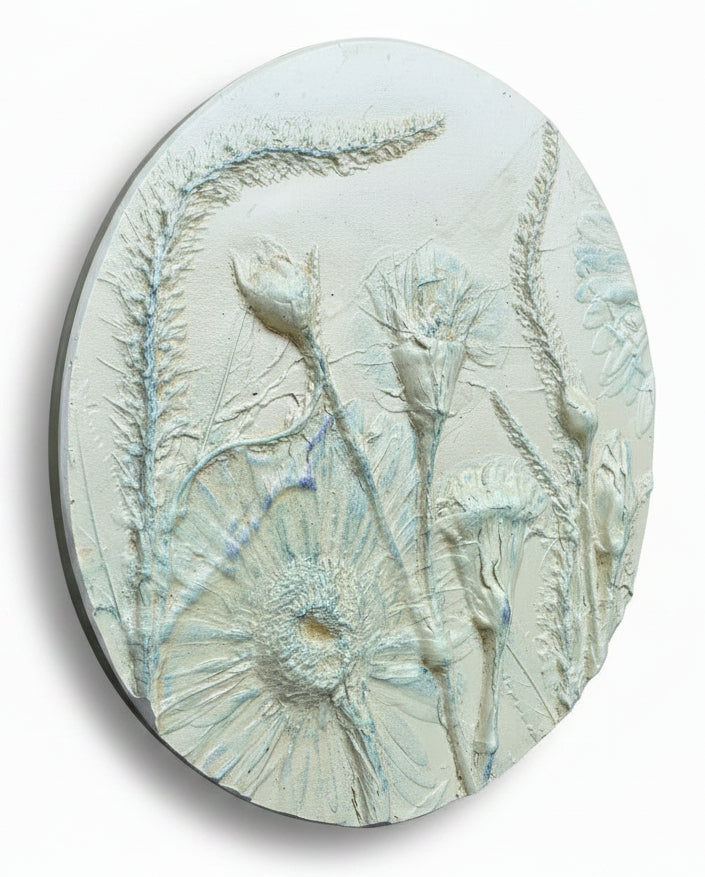 Gerber Daisy, Carnation & Veronica Plaster Botanical Bas Relief Wall Art
