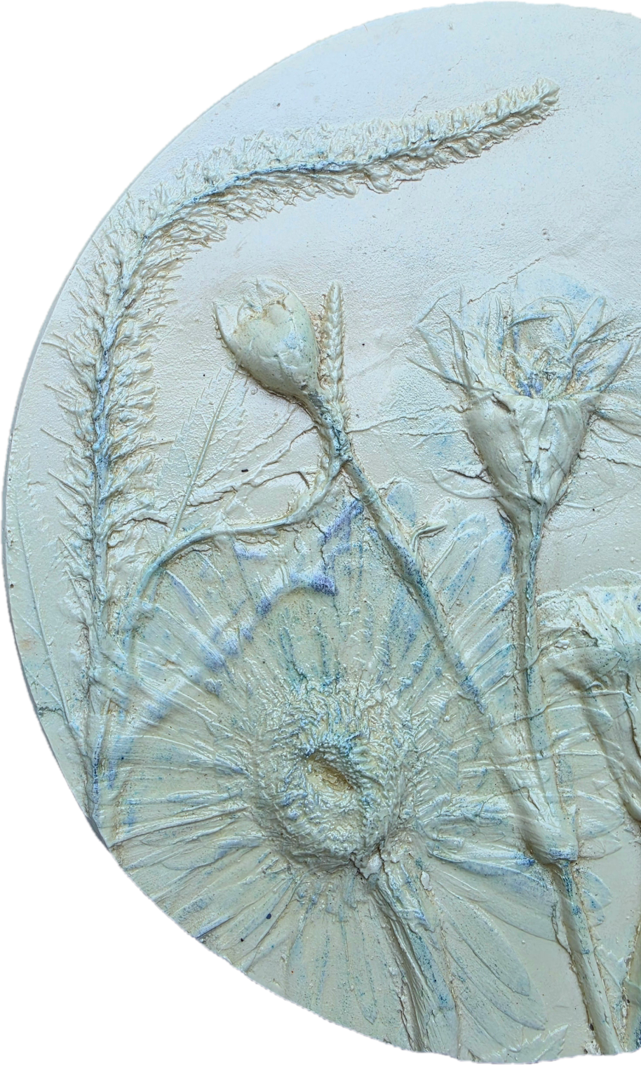 Gerber Daisy, Carnation & Veronica Plaster Botanical Bas Relief Wall Art