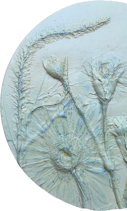 Gerber Daisy, Carnation & Veronica Plaster Botanical Bas Relief Wall Art