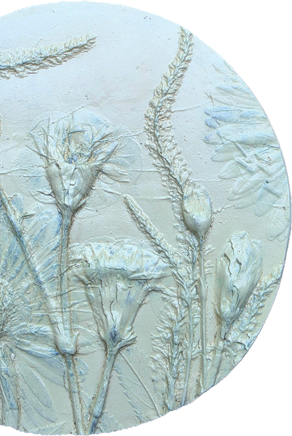 Gerber Daisy, Carnation & Veronica Plaster Botanical Bas Relief Wall Art