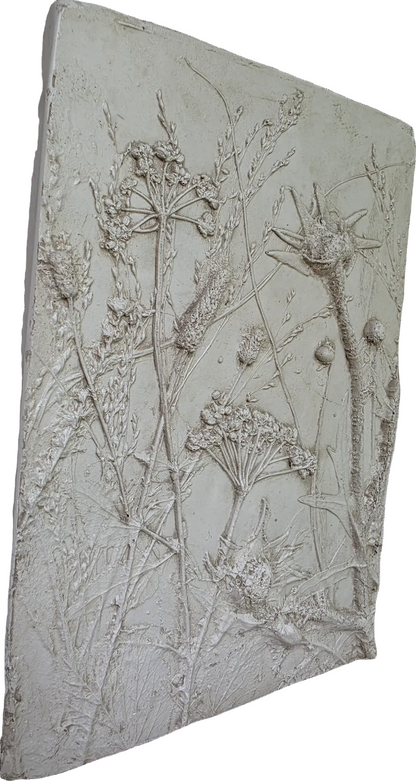 Compassplant, Golden Alexander & Gray-headed Coneflower Bas Relief – White Plaster