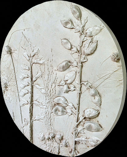 Plaster Botanical Bas Relief Wall Art