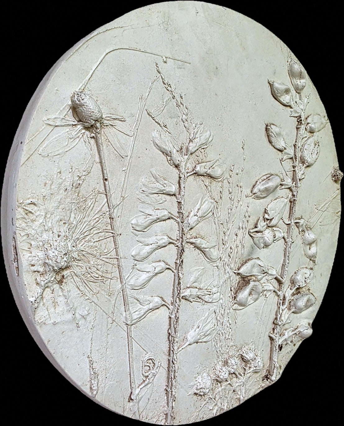 Plaster Botanical Bas Relief Wall Art