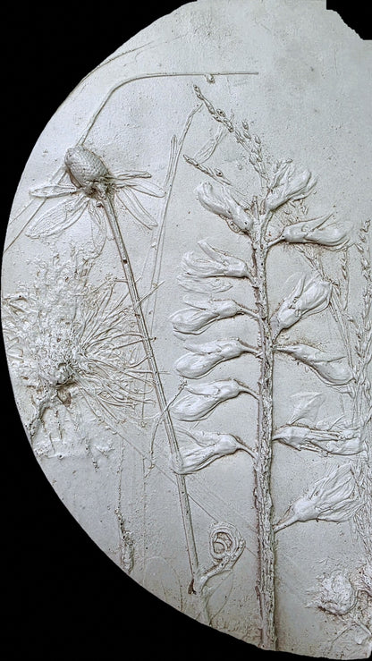 Plaster Botanical Bas Relief Wall Art