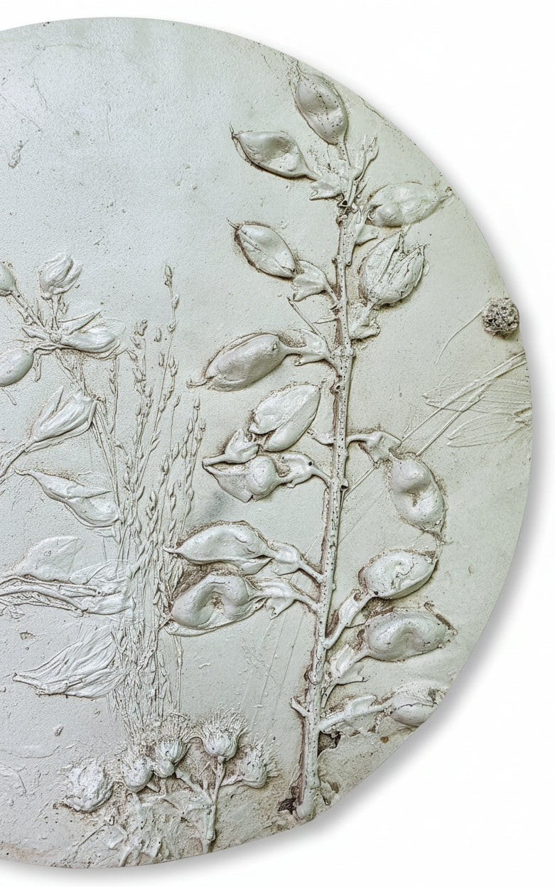 Plaster Botanical Bas Relief Wall Art
