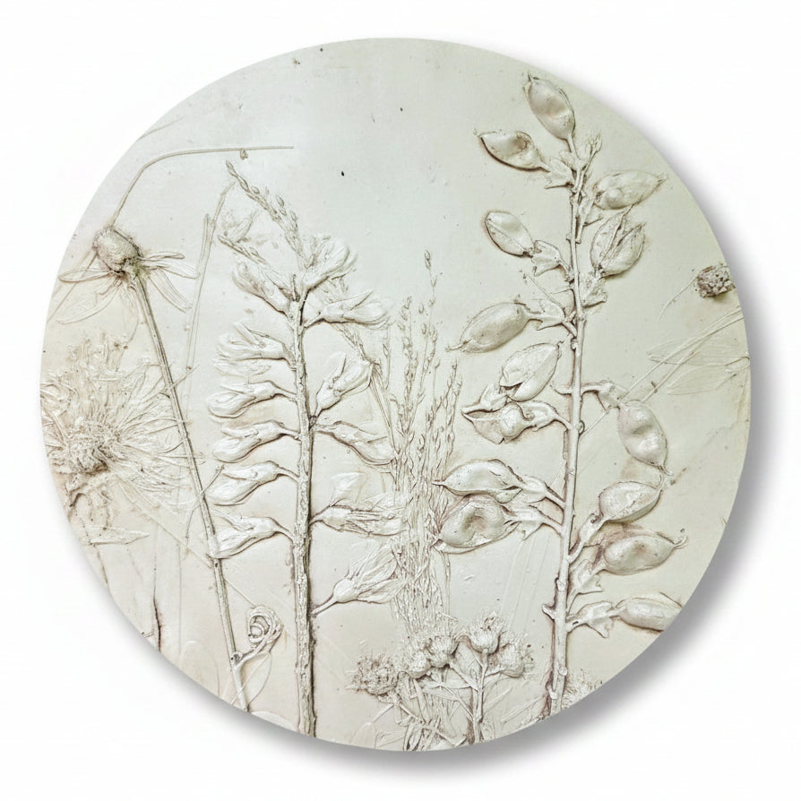 Plaster Botanical Bas Relief Wall Art