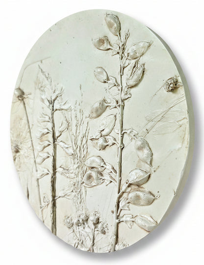 Plaster Botanical Bas Relief Wall Art