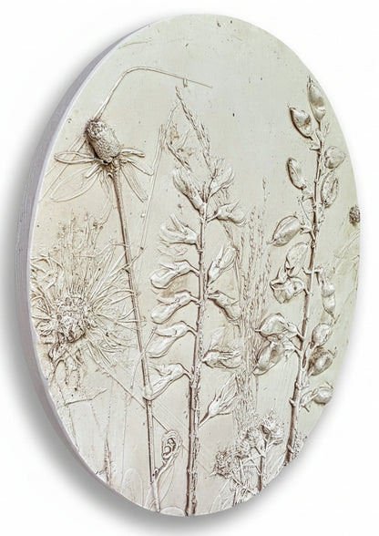 Plaster Botanical Bas Relief Wall Art