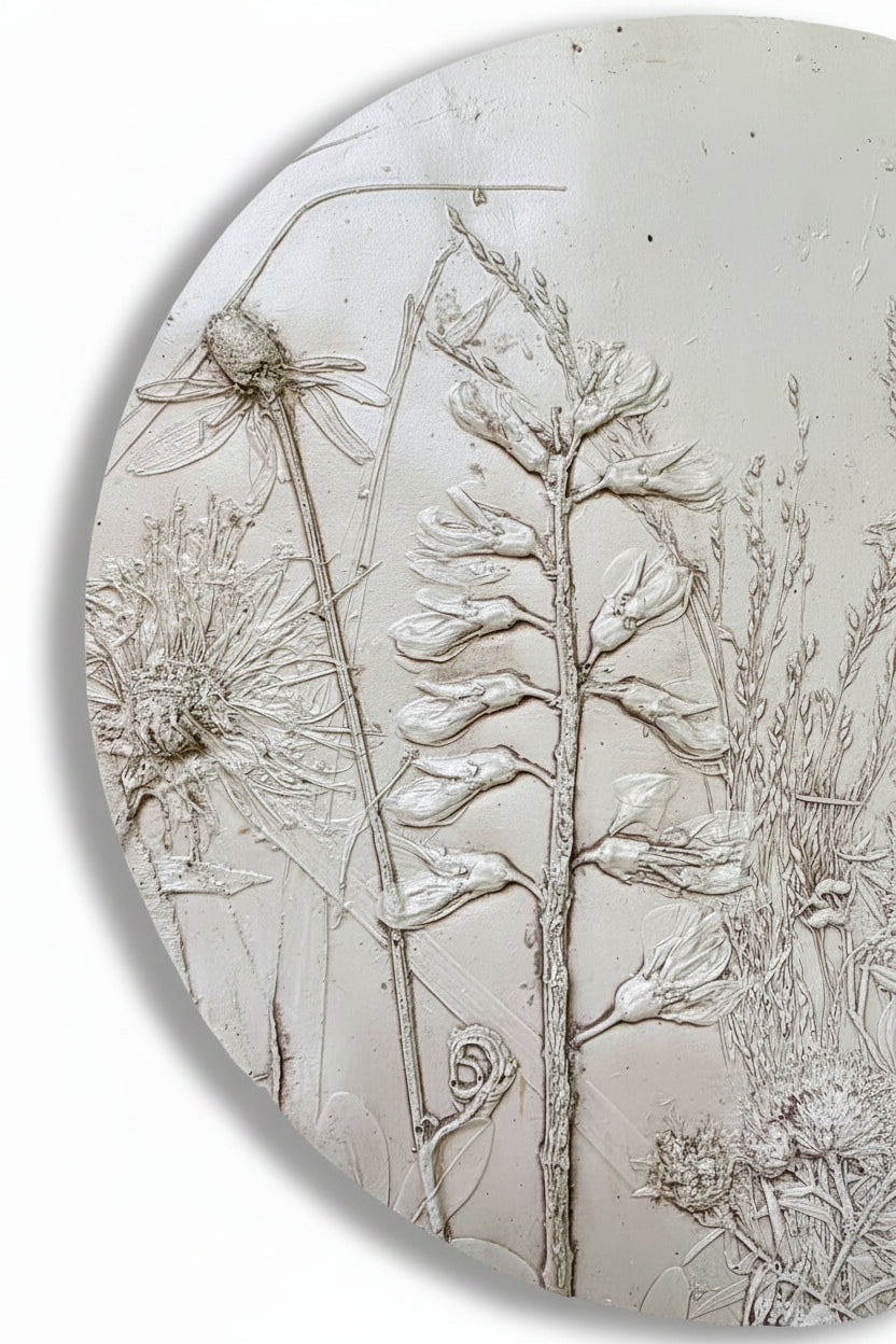 Plaster Botanical Bas Relief Wall Art