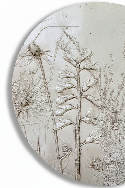 Plaster Botanical Bas Relief Wall Art