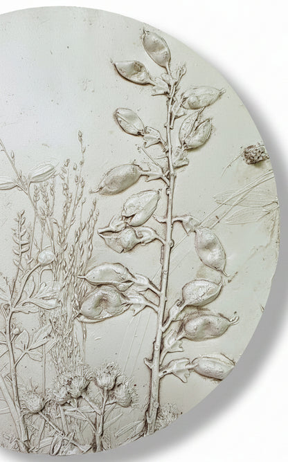 Plaster Botanical Bas Relief Wall Art