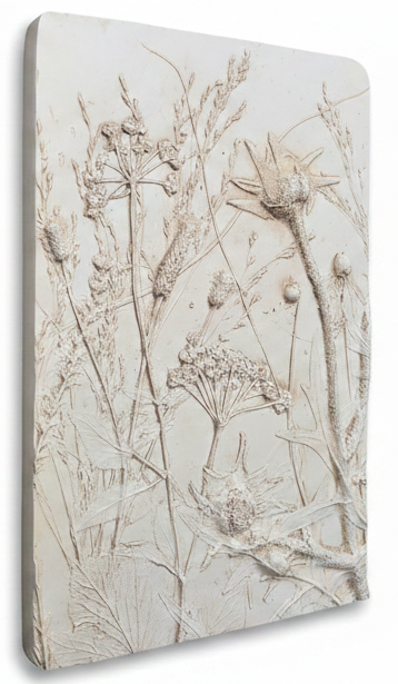Plaster Botanical Bas Relief Wall Art