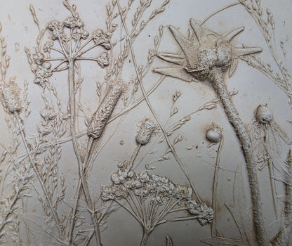 Plaster Botanical Bas Relief Wall Art