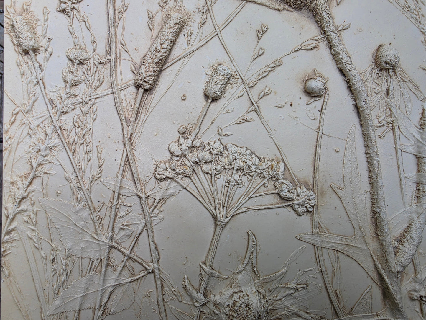 Plaster Botanical Bas Relief Wall Art
