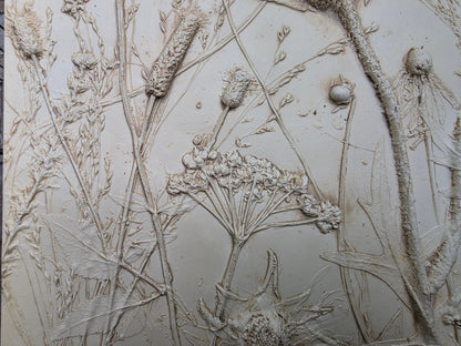 Plaster Botanical Bas Relief Wall Art