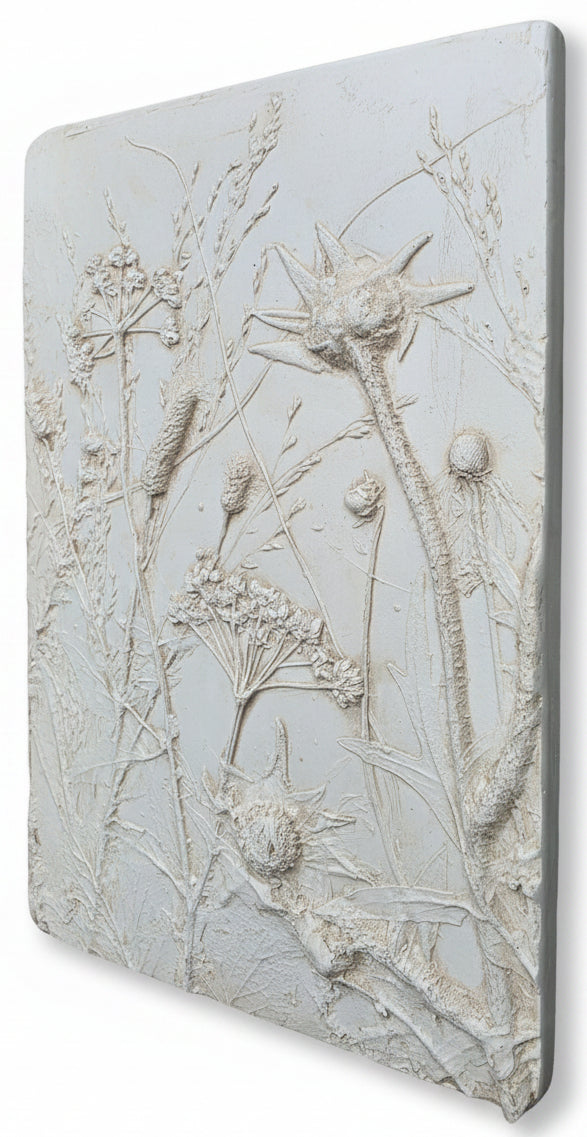 Plaster Botanical Bas Relief Wall Art