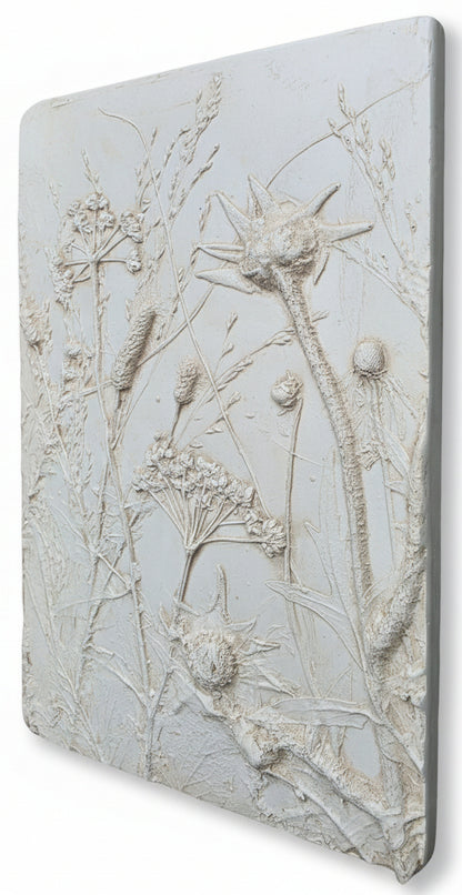 Plaster Botanical Bas Relief Wall Art