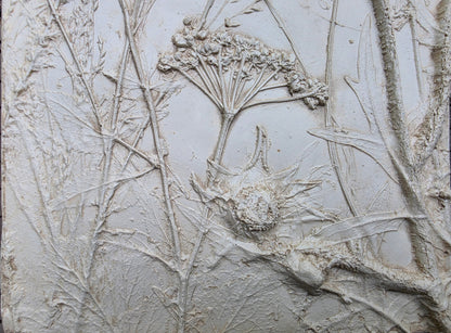 Plaster Botanical Bas Relief Wall Art
