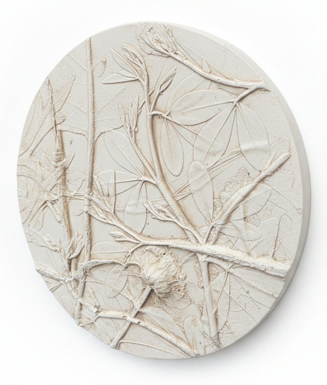 White Wild Indigo, Wild Bergamot & Compassplant Bas Relief – Natural Plaster