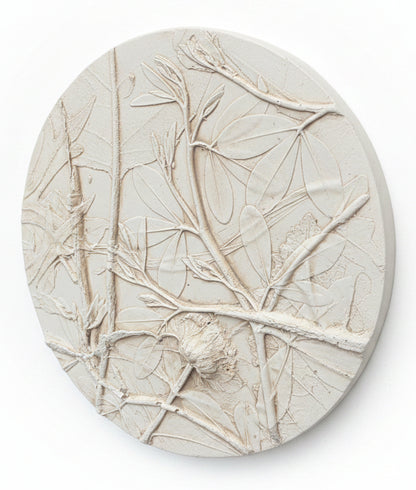 White Wild Indigo, Wild Bergamot & Compassplant Bas Relief – Natural Plaster