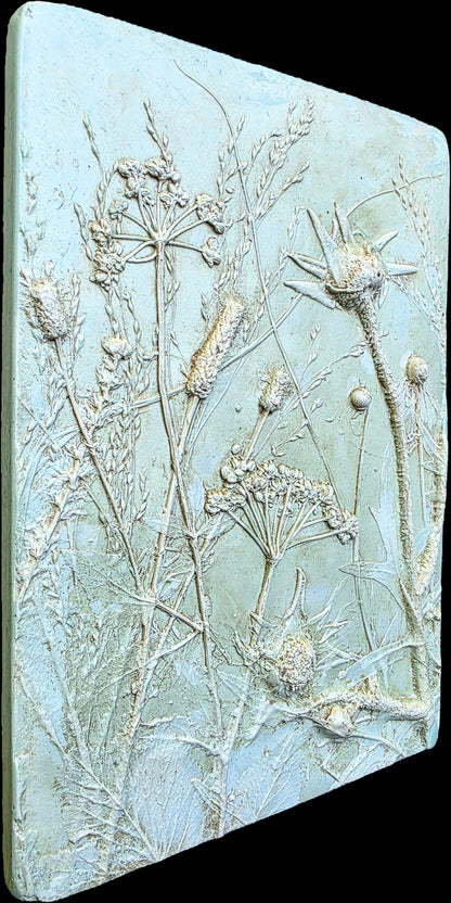 Compassplant, Golden Alexander & Gray-headed Coneflower Bas Relief – Green-tinted Plaster