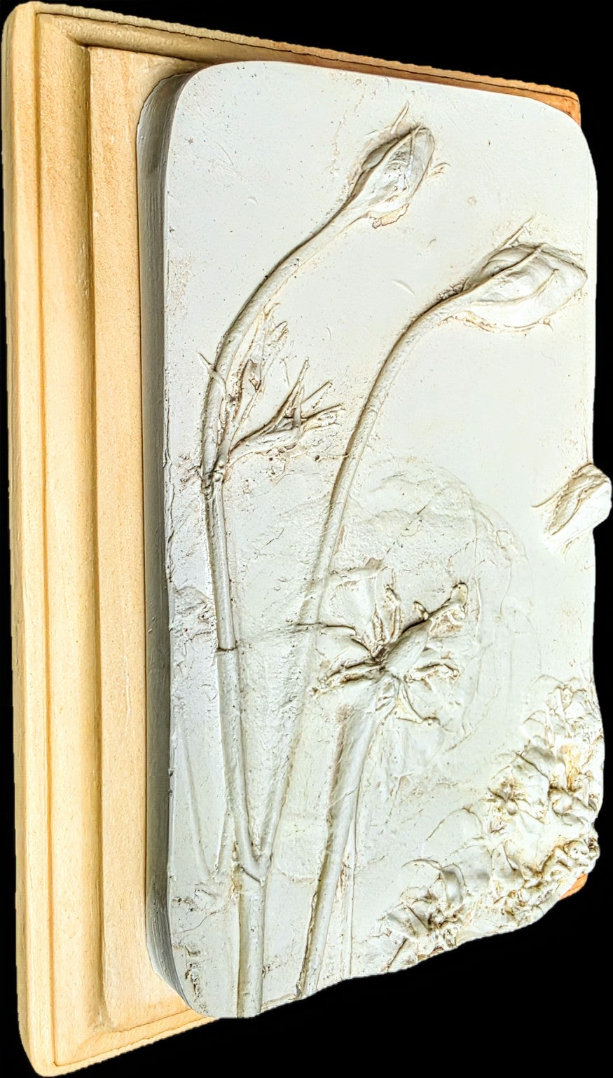 Lisianthus Plaster Botanical Bas Relief Wall Art