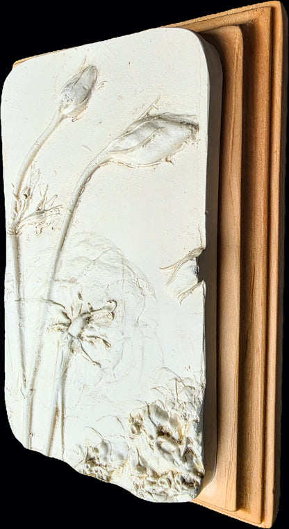 Lisianthus Plaster Botanical Bas Relief Wall Art