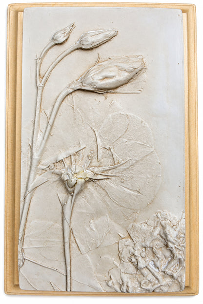 Lisianthus Plaster Botanical Bas Relief Wall Art